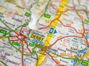 Map showing Derby.